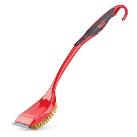 Libman Libman Long Handle Grill Brush, Brass, 19", Black/Red - 528